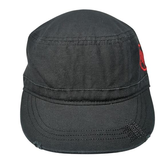 Bacardi Cadet Army Cap Black One Size Adjustable Embroidered Distressed - Picture 1 of 9